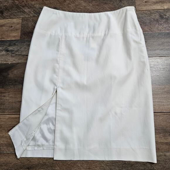 NEW Tombolini White Pencil Skirt Side Zip Closure Made in Italy Front Zipper 42 - Picture 1 of 9